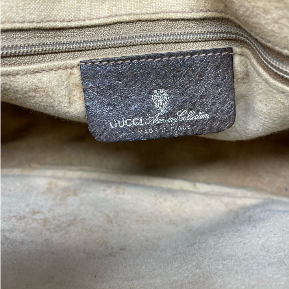 Gucci Vintage GG Monogram Supreme Web Small Handbag PVC Leather  Beige Brown - Picture 16 of 16